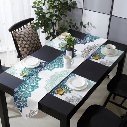 Mandala Gradient Table Runner and Placemat Set Table Flag Table Runners Bed Banner for Home Party Wedding Decoration