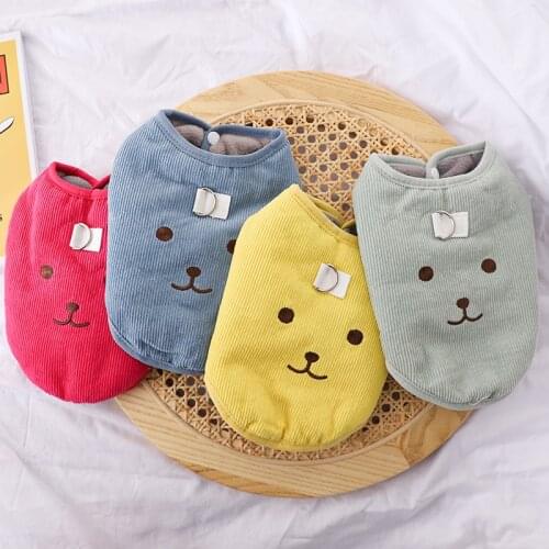 Bear Coat Vest Pet Dog Clothes Thicken Cartoon Clothing Dogs Costume Cotton Warm Cute Chihuahua Autumn Winter Blue Boy Chien