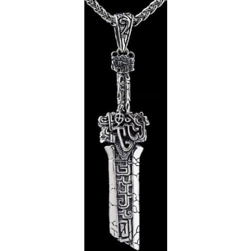 Mens Personality Domineering Trend Metal Sword Pendant Necklace Silver Color Broken Sword Pendant Jewelry