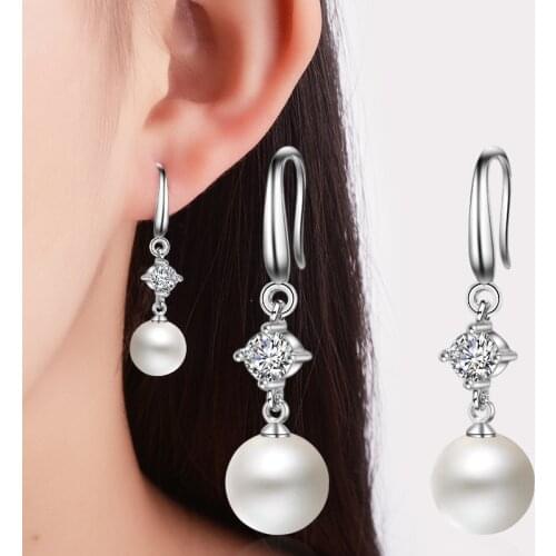 Genuine 925 Sterling Silver Real Pearl Jewelry Drop Earring for Women White Pearl Gemstone Silver 925 Jewelry Orecchini Earrings