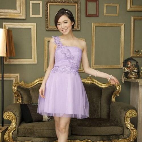 Girl One Shoulder Mint Green Purple Cheap Short Bridesmaid Dresses Women Wedding Party Dress Lady Vestidos Prom Graduation Robe