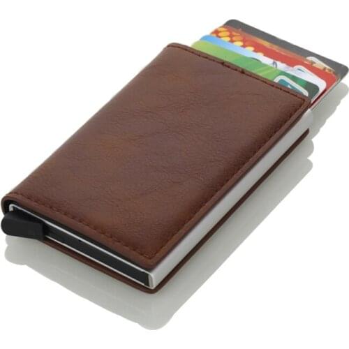Wholesale 2019 New PU Leather Card Holder Men And Women Card Id Holders RFID Aluminium Credit Card Holder Travel Card Wallet
