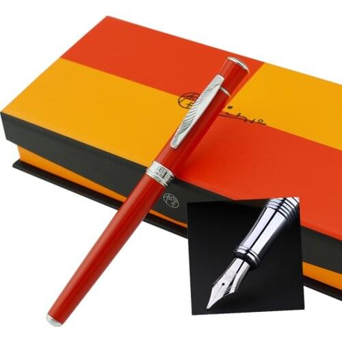 Picasso 607 Red Fountain Pen Fine Nib Silver Trim Collection Luxury Gift Pen Set Unique Style Leaf Pattern Clip