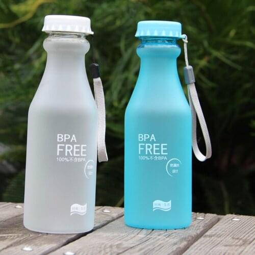 550mL Candy Color Plastic Water Bottles Matte BPA Free Creative Frosted Water Bottle With Portable Rope Camping Travel Tea Cup