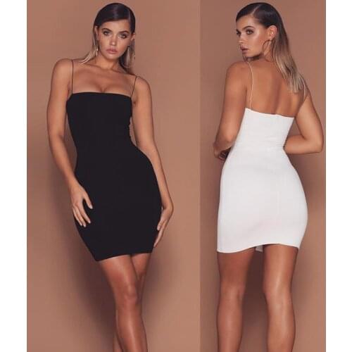 Summer Casual Sexy Strapless Sleeveless Woman Dresses Spaghetti Slim Bodycon Dress Elegant Senior Club Party Mini Dress Vestidos