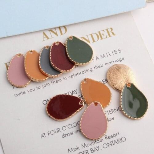 10Pcs/Lot Alloy Enamel Gold Color Irregular Water Droplet Charms For Womens Necklace DIY Bracelet Accessories