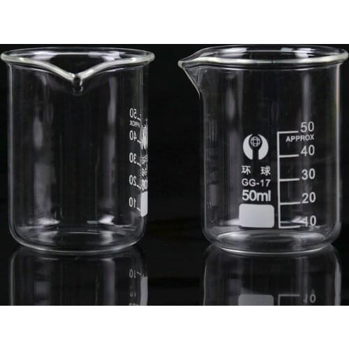 1PC Transparent Beaker Flask Capacity 50ml Low Beaker For School Student Chemistry Laboratory Measuring Supplies