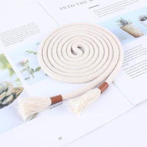 Fashion women braided belts rope for dresses tassel waist belt female Twist weaving knot belt cotton string