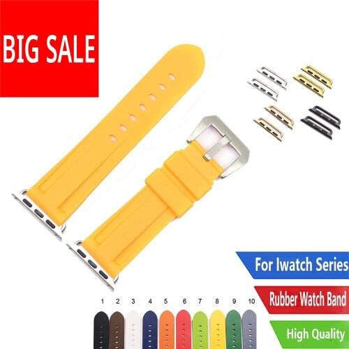 CARLYWET Fashion 38 40 42 44mm Yellow Grey Silicone Rubber Replacement Wrist Watchband Strap Loops For Iwatch Series 4/3/2/1