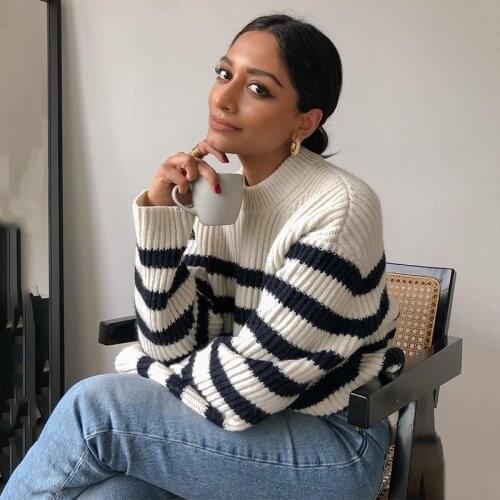 Ardm свитера женские 2020 New Korean Elegant Stripe Knitted Sweater Oversized Warm Winter Pull Female Pullovers Fashion Tops