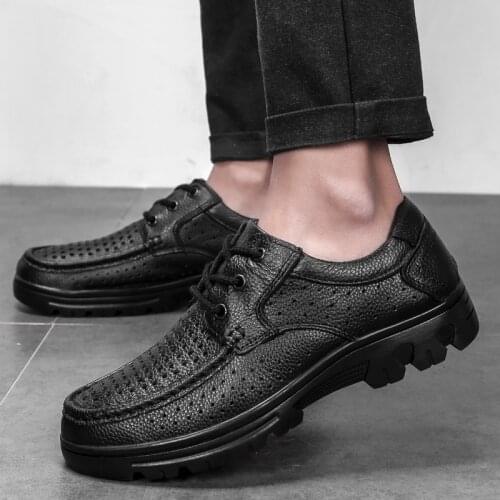 Mens Leather Shoes Luxury Brand Genuine Leather Fashion Oxford Shoes Classic Punching Breathable Casual Shoes Large Size 37-50