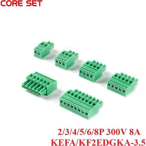 5Pcs KF2EDGKA PCB Vertical Connector Plug-in Terminal Pitch 3.5MM Connector 2/3/4/5/6/8P Terminal Block 300V 8A Pluggable New