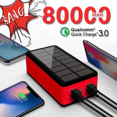 PowerBank Solar 99000mAh Portable Phone Charger Large Capacity PoverBank for Xiaomi Samsung Iphone with LED Light 4USB Port