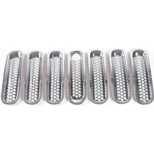 Bright silvery Grille Inserts For Jeep Wrangler JK JKU 2007-2018 ABS Factory Auto Accessories