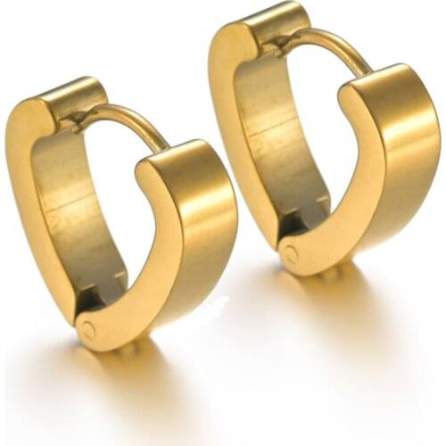 Sweet Heart Shaped Gold Color Punk Stainless Steel Hoop Earrings For Women Lady High Quality Hip Hop Ear Jewelry Accessories