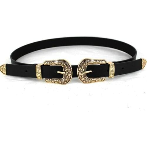 Women Black Leather Western Cowgirl Waist Belt Metal Buckle Waistband New Hot