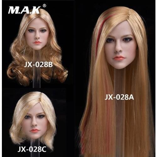 1/6 JX-028A/B/C Female Head Carved Singer Avril Pale Skin Head Sculpt Model for 12" PH Woman Action Figure Body Toys
