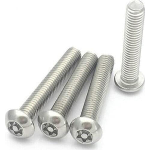10/50pc M3 M4 M5 M6 304 stainless steel Six Lobe Torx Button Pan Round Head with Pin Tamper Proof Anti Theft Security Screw Bolt