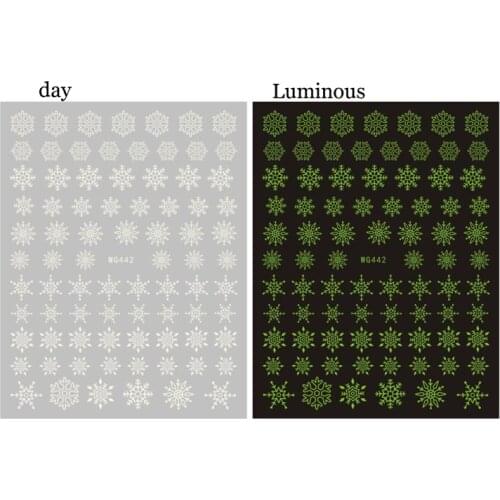 10PCS New Snowman Snowflake Explosion Luminous Nail Sticker Nail Art Decoration Accessories Adhesive Decal Sticker