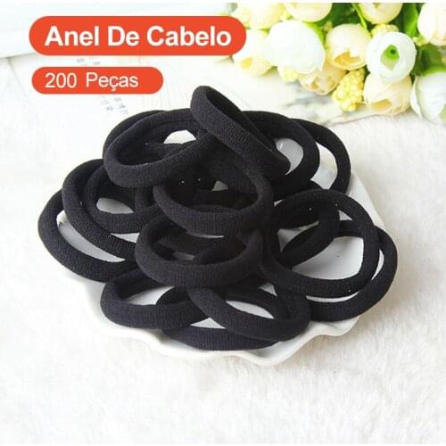 200 Pieces Seamless Rubber Band Headwear Hair Ring Hair Rope Hair Rope Korean High Elastic Tie Hair Black Towel Ring