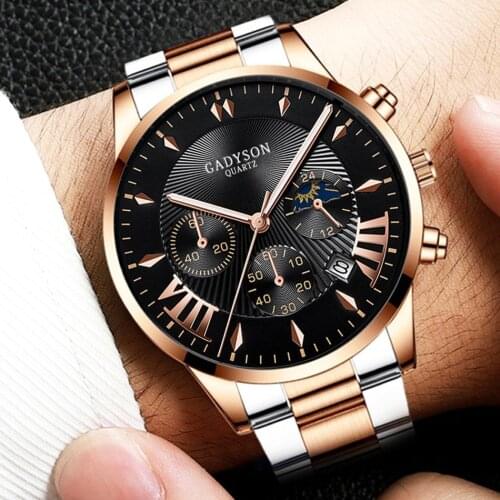 2020 Fashion Stainless Steel Mens Watches Top Brand Luxury Business Calendar Quartz Watch for Men reloj hombre Relogio Masculino
