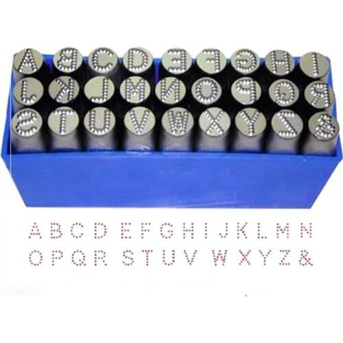 3/4/5/6/7mm Dotted Capitalized English letters(A-Z 27pcs ) Steel word punch stamp/leather stamp letters punch Degree HRC60