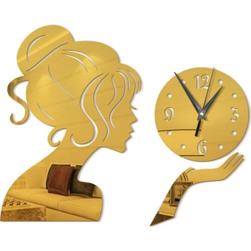 3D DIY Acrylic Wall Clock Fashion Technology Mirror Girl Mirror Stickers Clock Wall Stickers