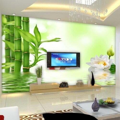 Beibehang 3D stereoscopic lotus bamboo wallpaper Waterproof home decor KTV bar ceiling large wall stickers wall paper painting