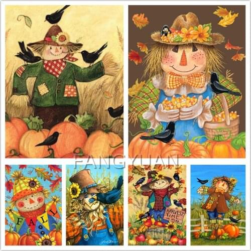 Scarecrow 5D Diamond Painting Diy Full Square Round Drill Autumn Scenery Diamond Embroidery Home Decoration Wall Art Pictures