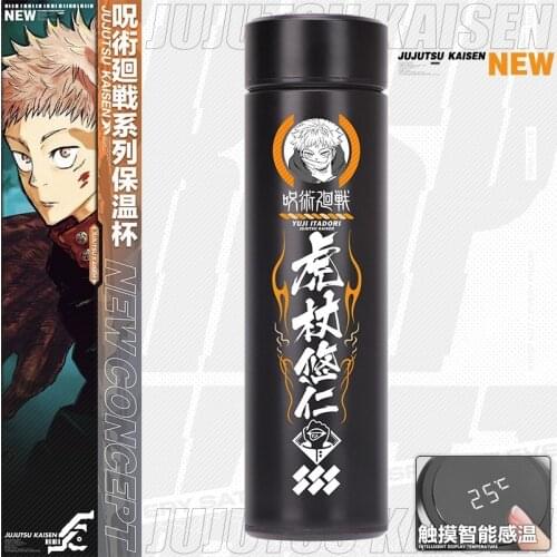 Anime Jujutsu Kaisen Cosplay Drinking Bottle Infuser LED Temperature Display Lid Thermos Stainless Steel Insulated Vacuum Flask
