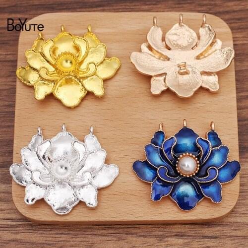 BoYuTe (5 Pieces/Lot) 41*48MM Peony Flower Pendant Materials Factory Supply Handmade DIY Alloy Jewelry Accessories