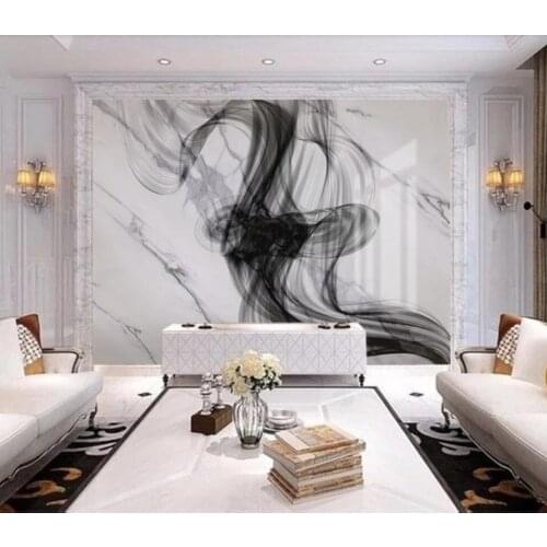 Ink smoke quietly elegant art new Chinese abstract jazz white background wall decoration wallpaper murals