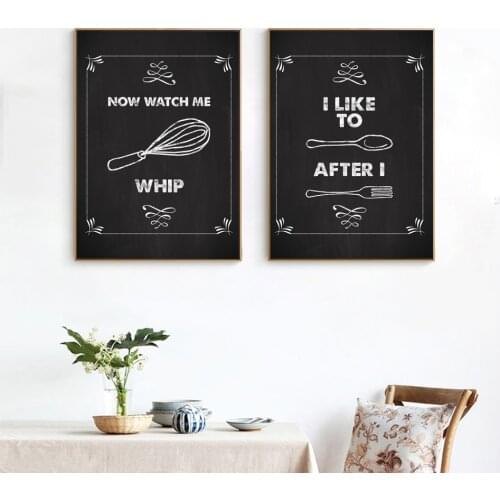Black White Kitchen Quote Wall Art Prints And Poster Cooking Utensil Directions Canvas Painting Wall Pictures Home Kitchen Decor