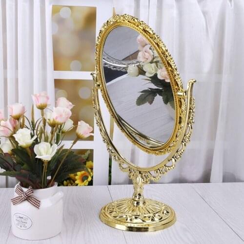 2 Sides Makeup Mirror Stand Table Cosmetic Mirror Plastic Dresser Mirrors Tools