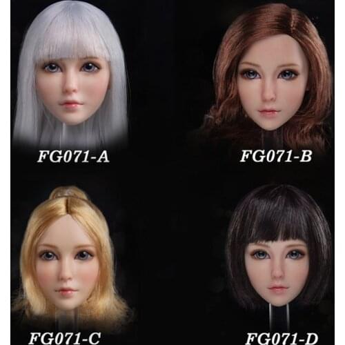 FG071 1/6 Scale Woman Puppet Sweet Girl Head Sculpture Model Toys For 12'' Action Figure Body DIY Accessories