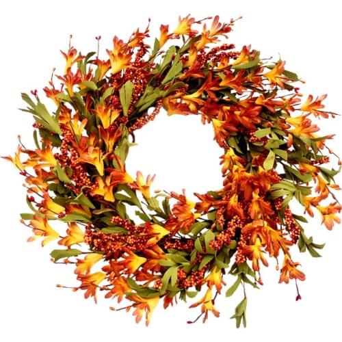 Artificial Wreath Door Trim Decoration Vine Ring PE Autumn Berry Farmhouse Thanksgiving Wire Grapevine Spring Berries Garland
