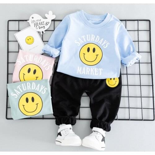 Baby Boys Girls Clothing Sets New Spring Smile Hooded Sport Suit Kids Boys New Year Clothes infant Clothing Set Kids tracksuit