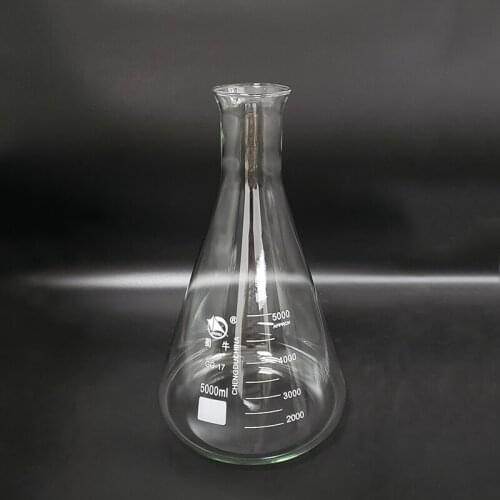Conical flask,Wide spout with graduations,Capacity 5000ml,Erlenmeyer flask with normal neck