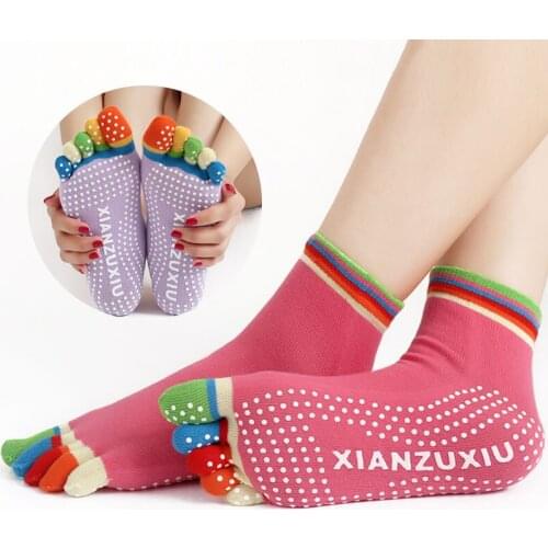 Yoga Toe Socks for Women Non-slip Socks for Pilates Barre Fitness 3 Pack