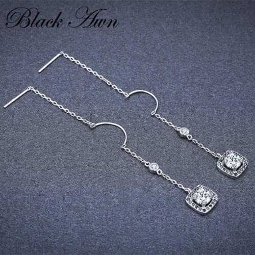 2020 New Romancit 925 Sterling Silver Jewelry Engagement Flower Drop Earrings For Women Black Spinel Female Earring Gift I084