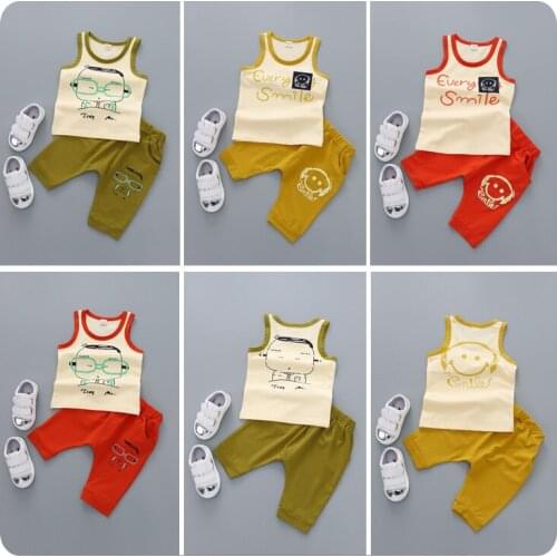 2016 Summer New Style Childrens Garment Baby Korean 2 Lovely Package Edge Vest Undershirt Shorts Children Cool Refreshing Suit