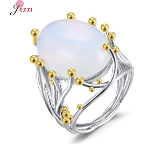 New Arrival Retro Oval Stone Paved 925 Sterling Silver Rings For Women Girls Hot Sale Wedding Party Jewelry Gift