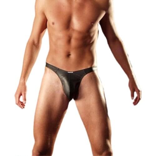 Solid G-Strings Thongs Mens Sexy Panties Faux Leather Thongs Briefs T-shaped Comfortable Underwear Underpants New