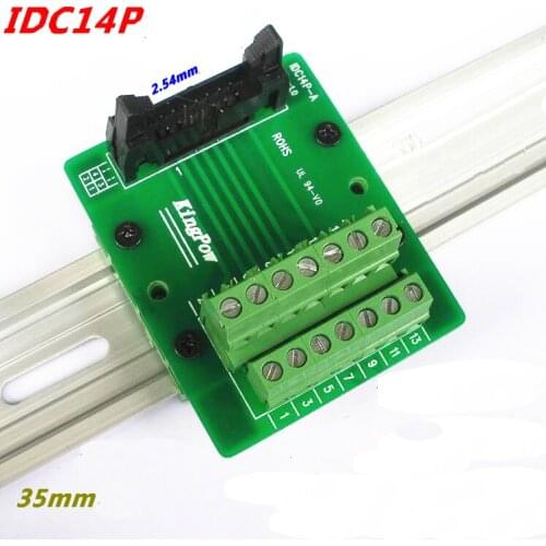 IDC14P male socket to 14P terminal block breakout board adapter PLC Relay terminal station DIN Rail Type