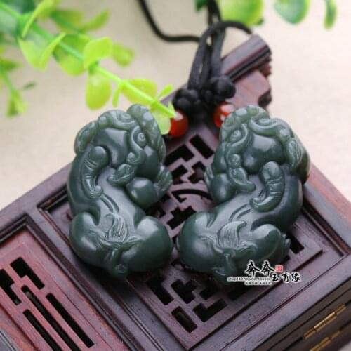 Genuine green jade pendant hollow handcarved brave troop jadeite jade penants necklaces jade jewelry jade necklace 1 pair