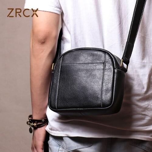 ZRCX Casual Men Crossbody Bag Genuine Leather Fashion Shoulder Bag High Quality Leather Original Messenger For 8 Inch iPad