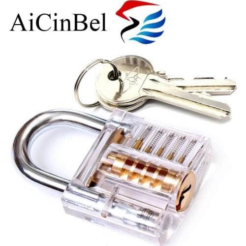 AiCinBel Transparent Visible Pick Cutaway Practice Padlock Lock With Broken Key Removing Hook Kit Extractor Set Locksmith Wrench