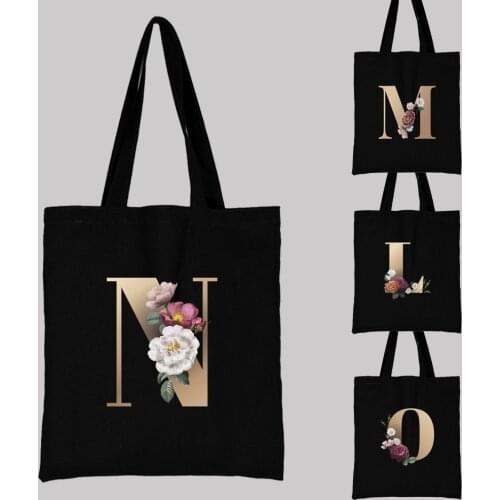Ladies Shopping Bag All-match Letter Series Handbag Foldable Reusable Cloth Shopper Harajuku Style Bag Student Canvas Tote Bag