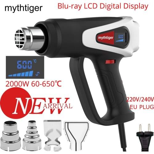 LCD Display 2000W For Industrial Soldering Hot Air Gun Shrink Wrapping Heat Gun Air Dryer Thermoregulator Thermal Blower Plastic