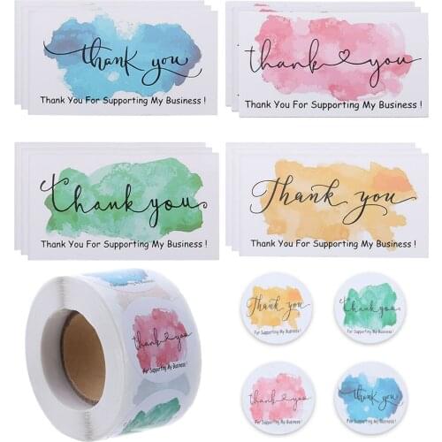 50PCS Thank You For Supporting Business Cards Gift Greeting Labels Package Insert Appreciate Customer Businesses Party Supplies
